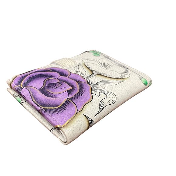 Anuschka Leather Hand Painted Wallet in Floral Paradise Butterfly Print - Picture 6 of 8